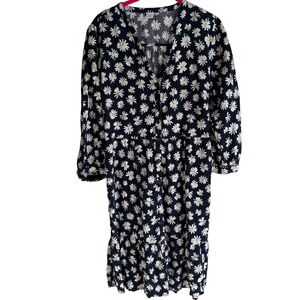 OLD NAVY Navy 3/4 Sleeve Daisy Print Ladies‎ Waist Dress, M